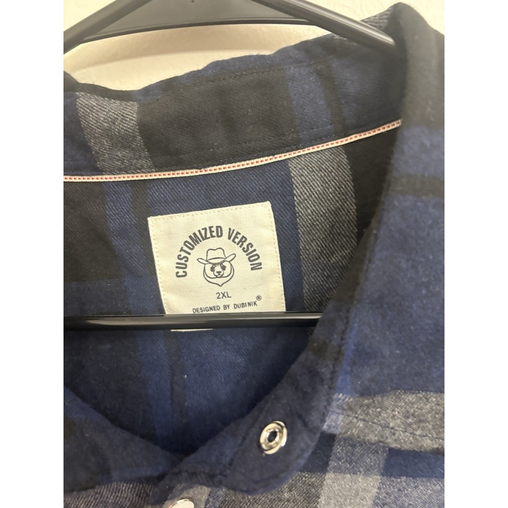 Customized Version Men's 2XL Plaid Long Sleeve Pearl Snap Western Flannel Shirt - Picture 4 of 6
